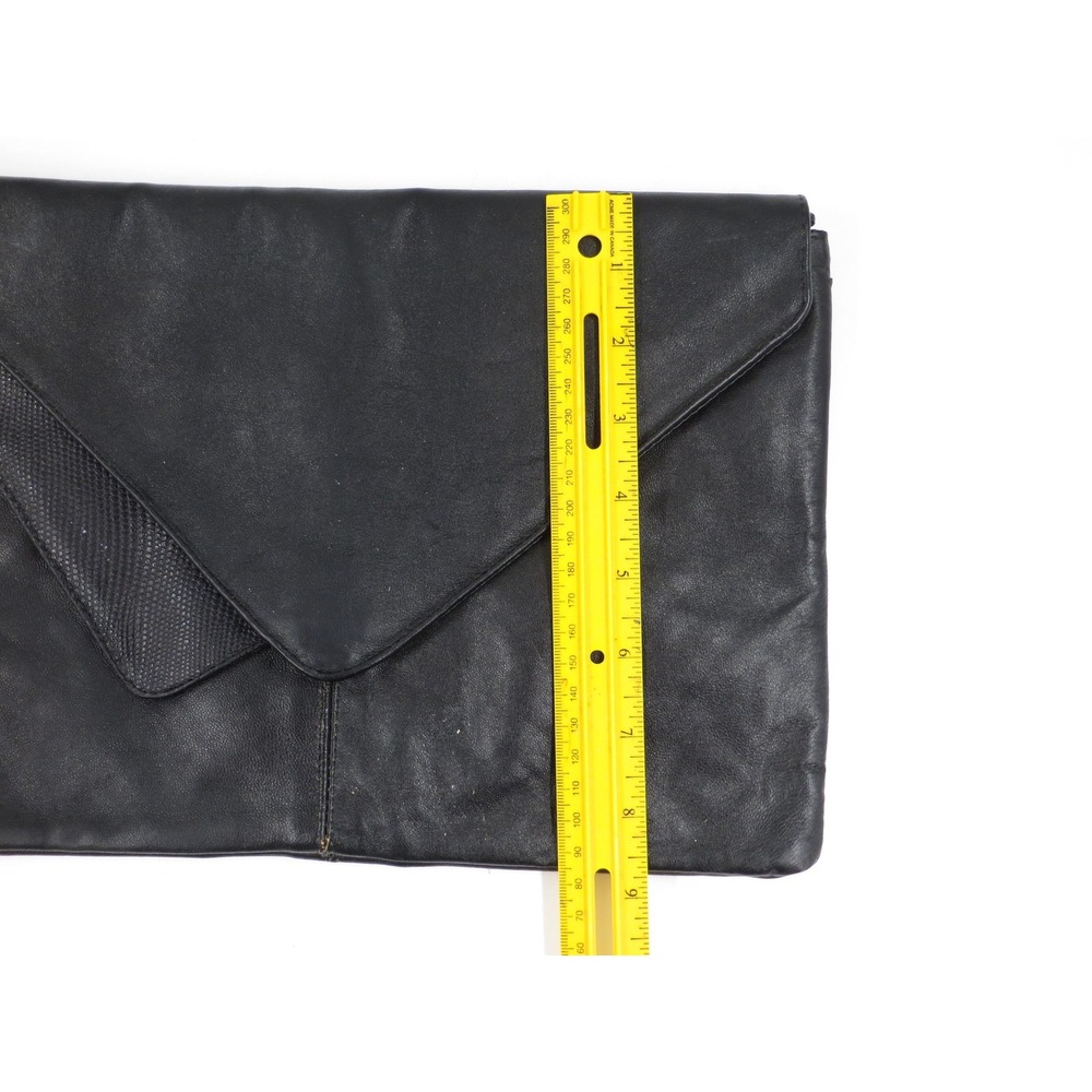 Vintage Italian Leather Clutch Bag Womens Envelope Purse Made in Italy 80s - Picture 3 of 7